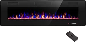 R.W.FLAME 60" Recessed and Wall Mounted Electric Fireplace, Low Noise, Fit for 2 x 6