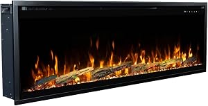 Touchstone Sideline Elite Pro 60" Smart Electric Fireplace- Wall-Mount/Recessed Insta