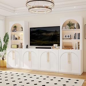 77.6" Tall Entertainment Center with Bookshelves, TV Stand Wall Unit for TVs up to 70