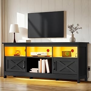 YITAHOME TV Stand for 65 Inch TVs, Entertainment Center with Storage Cabinets, Power Outle