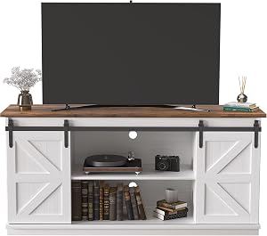 JUMMICO TV Stand for 65 Inch TV, Entertainment Center with Storage Cabinets and Sliding Ba