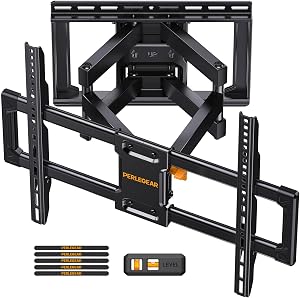 Perlegear UL Listed Full Motion TV Wall Mount for 42-90" TVs up to 132lbs, Heavy Duty