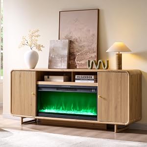IFGET 70" Fluted Fireplace TV Stand for 80 Inch TV, Modern Entertainment Center w/36'