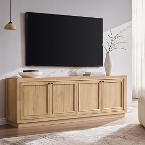 ACCOHOHO Farmhouse TV Stand, 68" Entertainment Center with 2 Base, Media Console Tabl