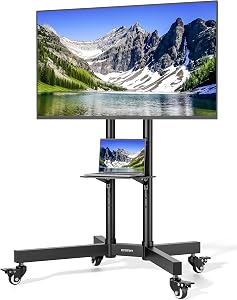 ECOTINY Heavy-Duty Rolling TV Stand for 32–85" Screens — Supports 187 lbs (154 lbs TV