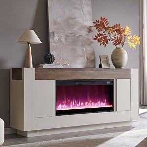 OKD Modern 70" Fireplace TV Stand with 36" Electric Fireplace, Entertainment Cen
