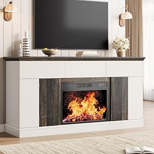 Jocoevol 58" Fireplace TV Stand with 23" Electric Fireplace, Entertainment Cente